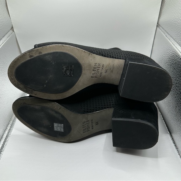 Eileen Fisher sz8.5 Croft open toe Mesh Knit Black Sandal Shoes Summer Elegant - Picture 14 of 15